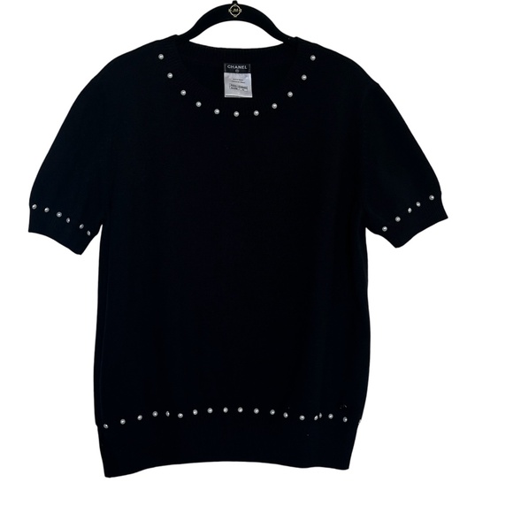 CHANEL Crew Neck Sweater with Faux Pearl Accents - made in France  Euro sz 40 - Picture 1 of 7